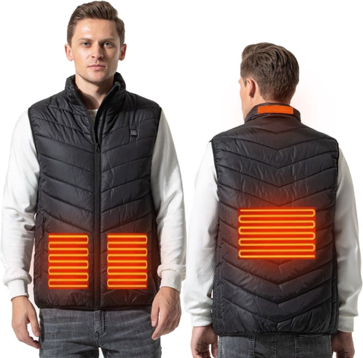 Manta Verwarmd Vest Met 4 Verwarmingszones Maat XXL - Elektrisch Vest Zwart Wintersport Outdoor - 35-60°C - MKG01