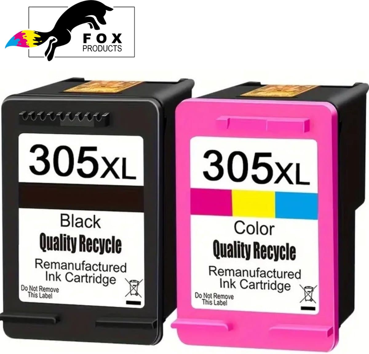 FoxProducts® HP 305 / HP 305XL - 2 Inktpatronen - zwart en kleur - Geschikt voor HP - DeskJet 2710 - 2720 - 2724 - Plus 4120 - HP Envy 6010 - 6020 - 6022 - 6030 - 6032 - 6420