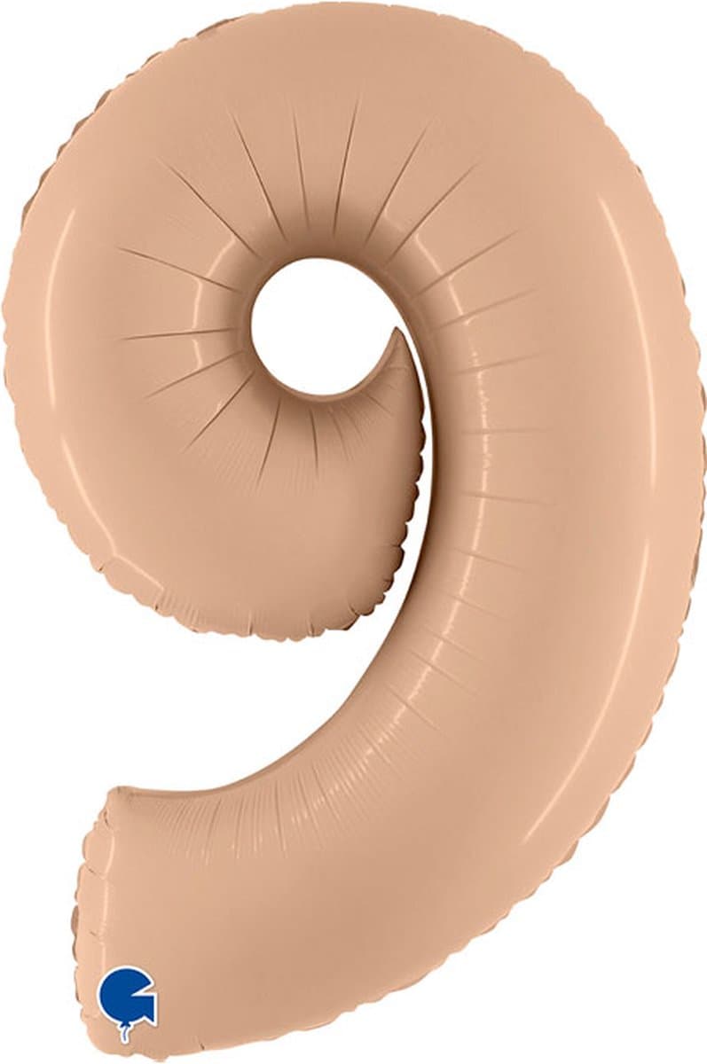 Folieballon Cijfer 9 Satin Nude - 100 cm