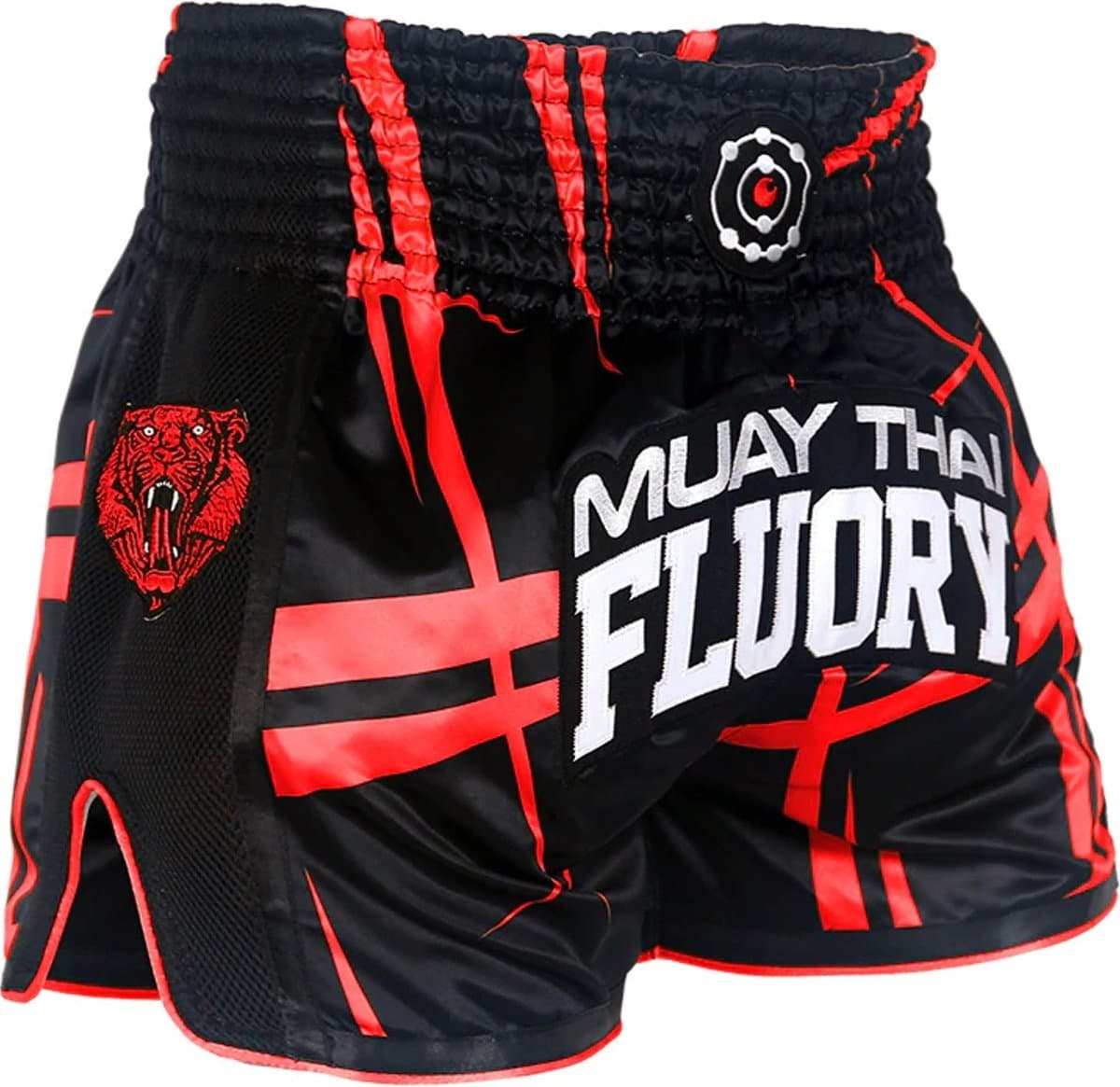 Fluory Kickboks Broekje Stripes Zwart Rood - S