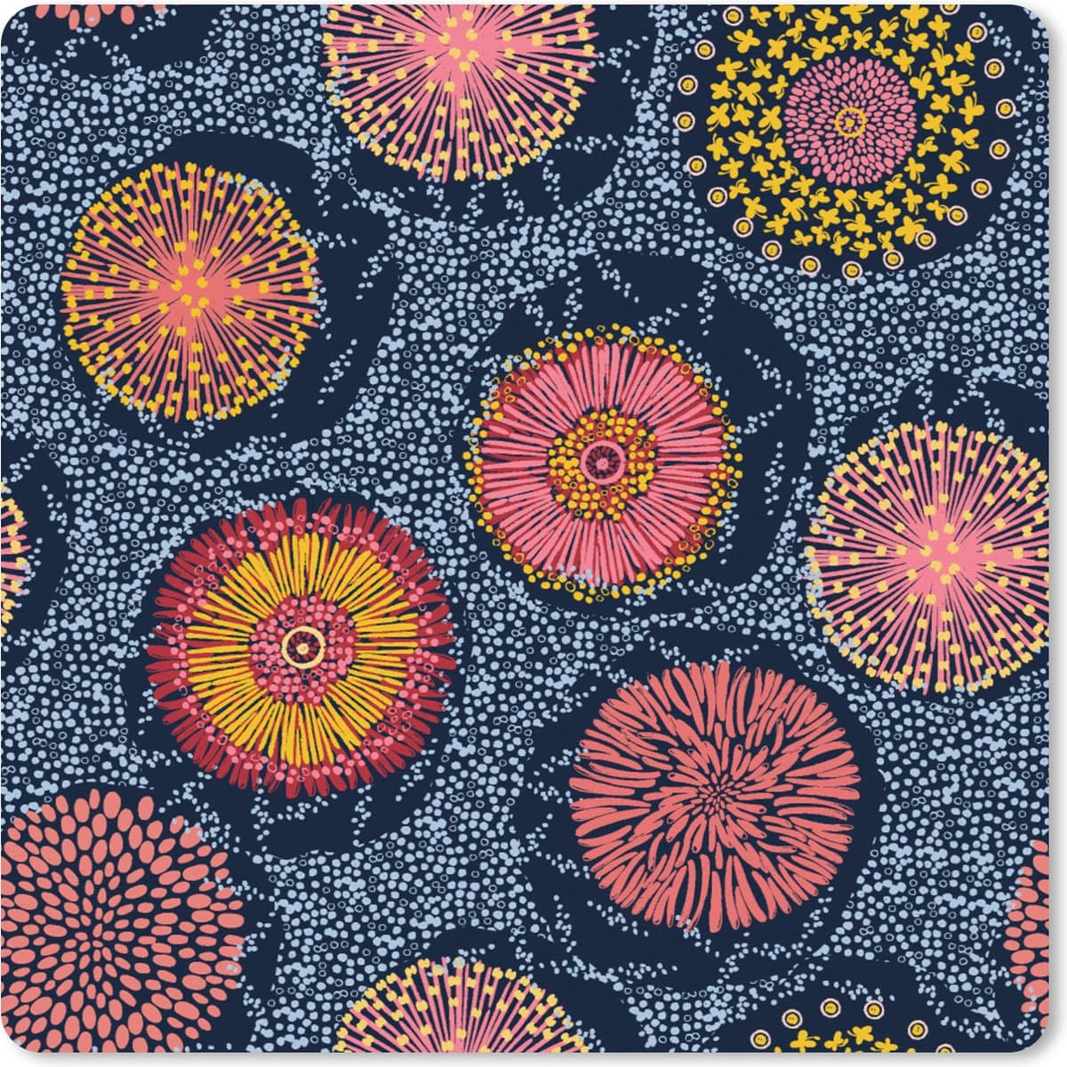 Muismat XXL 80x80 cm - Bureau onderlegger - Bureau mat Bloemen - Patronen - Stippen - Vintage - Bureaumat - Gaming mousepad xl - Bureaulegger groot - Computer deskmat