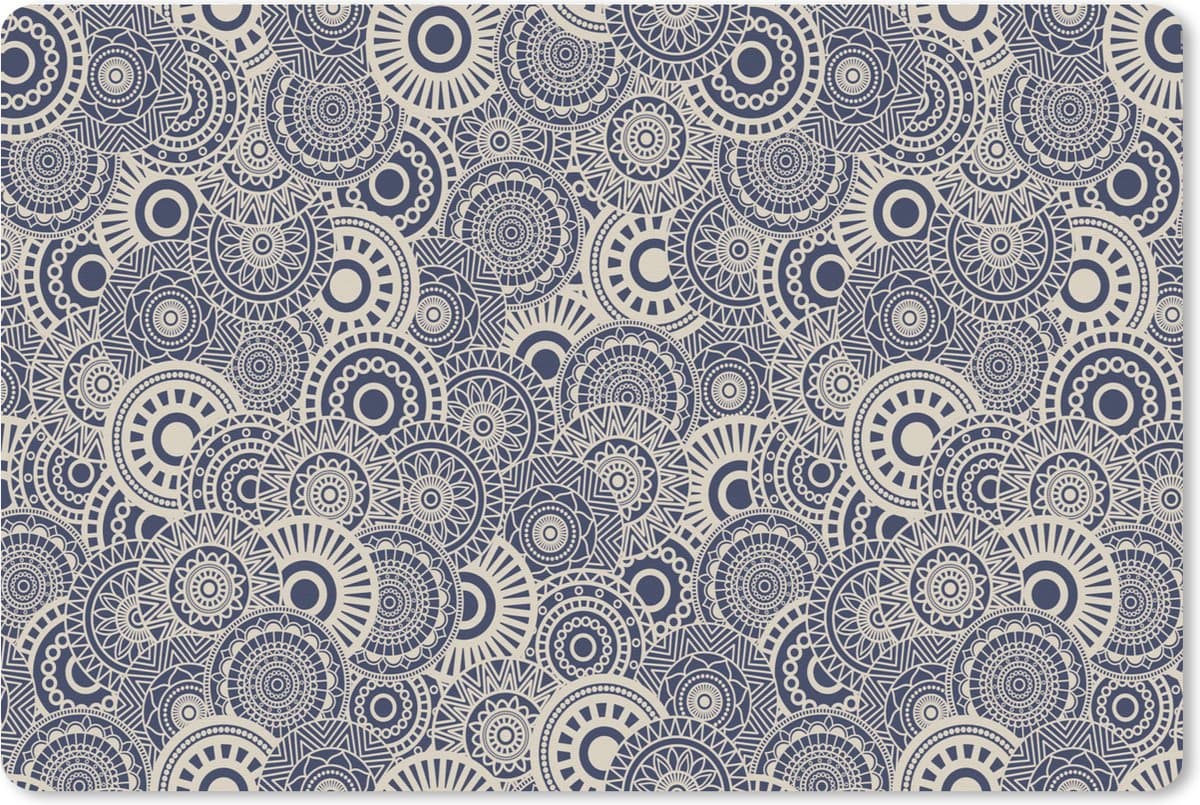 Muismat XXL 120x80 cm - Bureau onderlegger - Bureau mat Mandala - Blauw - Patroon - Bureaumat - Gaming mousepad xl - Bureaulegger groot - Computer deskmat
