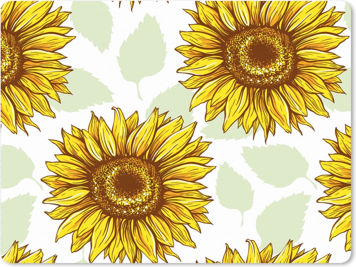 Muismat XXL 80x60 cm - Bureau onderlegger - Bureau mat Zonnebloem - Patronen - Bloemen - Bureaumat - Gaming mousepad xl - Bureaulegger groot - Computer deskmat