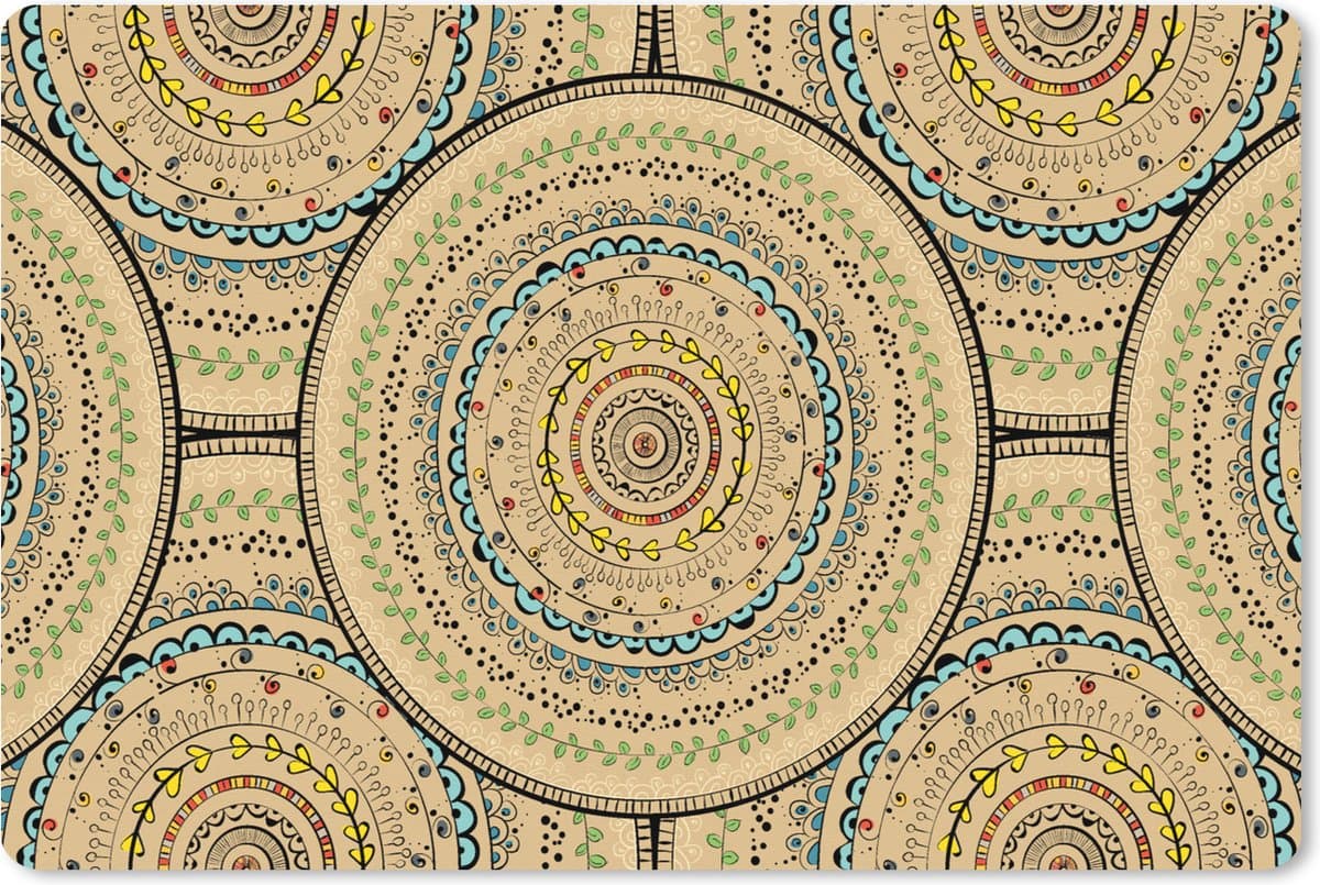 Muismat XXL 90x60 cm - Bureau onderlegger - Bureau mat Cirkels - Patronen - Zuid-Amerika - Bureaumat - Gaming mousepad xl - Bureaulegger groot - Computer deskmat
