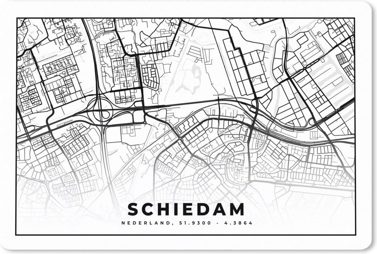 Muismat XXL 120x80 cm - Bureau onderlegger - Bureau mat Kaart - Nederland - Schiedam - Bureaumat - Gaming mousepad xl - Bureaulegger groot - Computer deskmat
