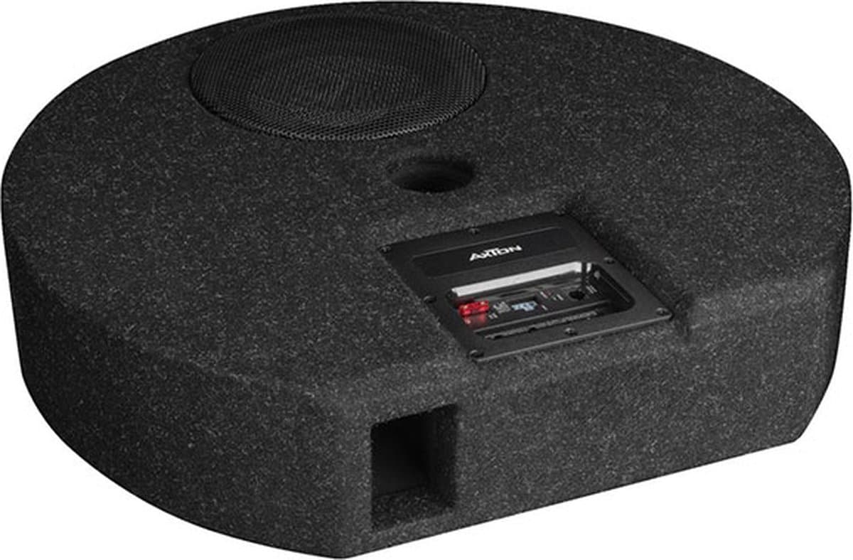 Axton ATB20RXF - Autosubwoofer - Subwoofer voor in reservewiel - 20 cm Actieve subwoofer - Met ingebouwde versterker - 100 Watt RMS - Ondiepe kist - Gepoorte behuizing