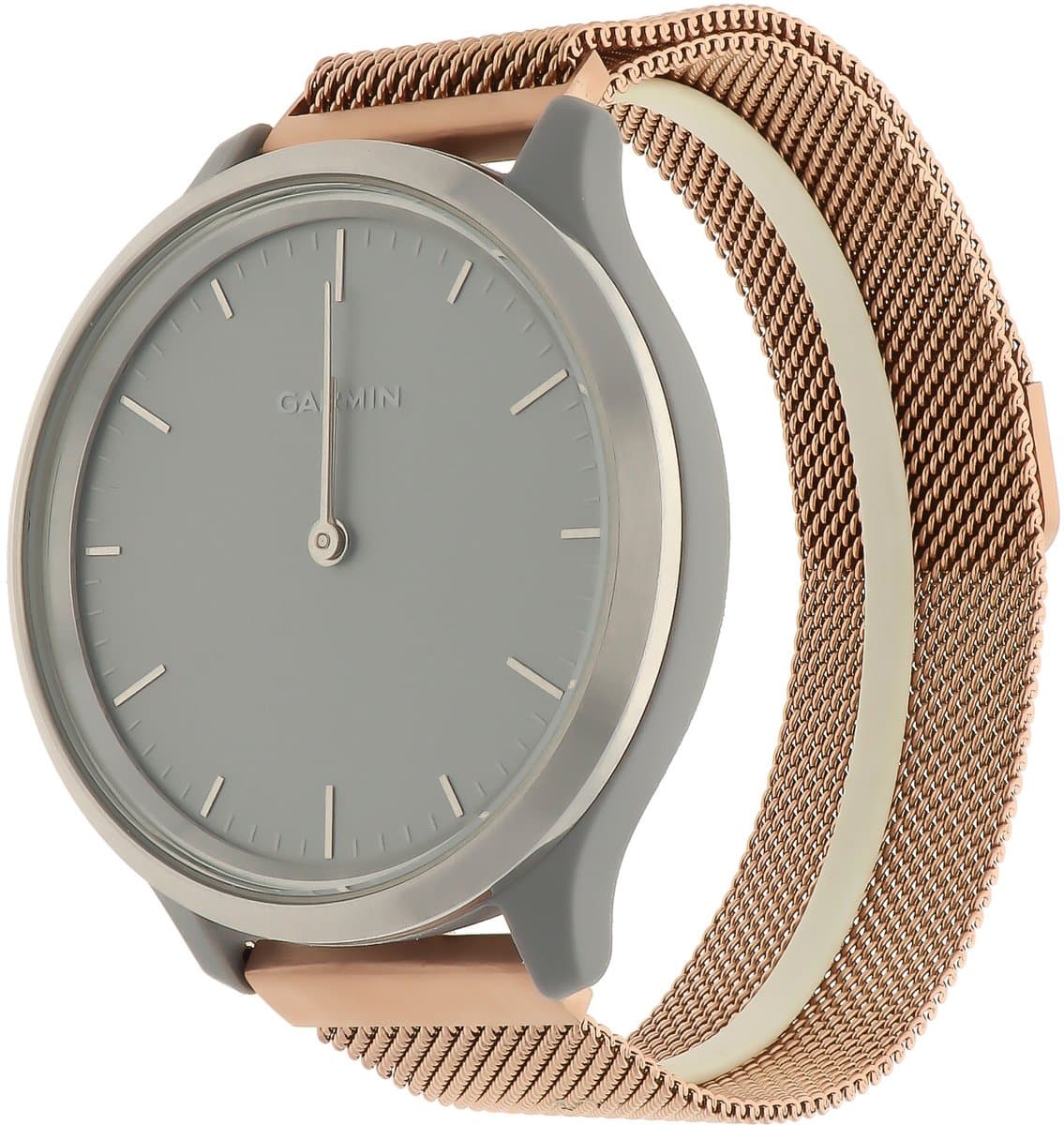 123watches milanese band - rose goud - 18mm - Geschikt voor Garmin Vivoactive 4S / Venu 2S / Venu 3S / Vivomove 3s / Overige smartwatches met 18mm bandje