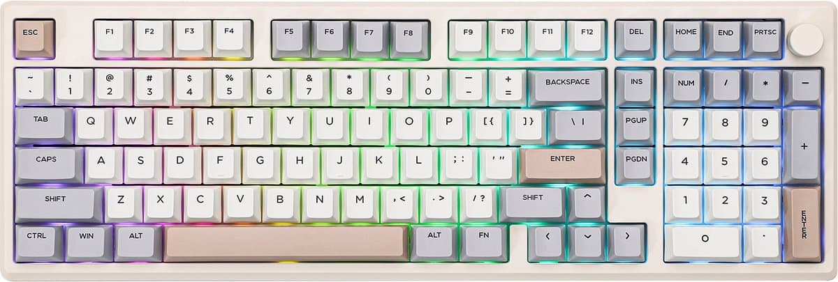 EPOMAKER Galaxy 100 - Grijs - Mechanisch Draadloos Toetsenbord - RGB - 100% - QWERTY - Gaming Keyboard - Feker Marble White Switch