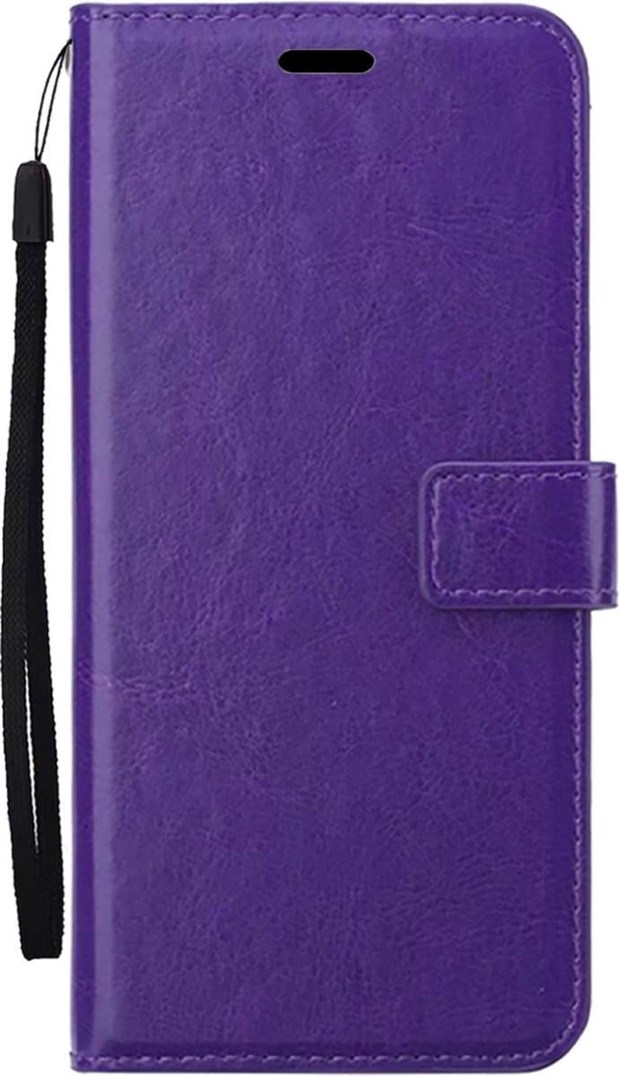 Hoes - Met Pasjeshouder - Geschikt voor Samsung Galaxy S25 - Luxe Bookcase Portemonee - Flip Case - Kunstleer Book Case - Flipcase - Book Cover - Walletcase - PortemonneeHoes - Paars