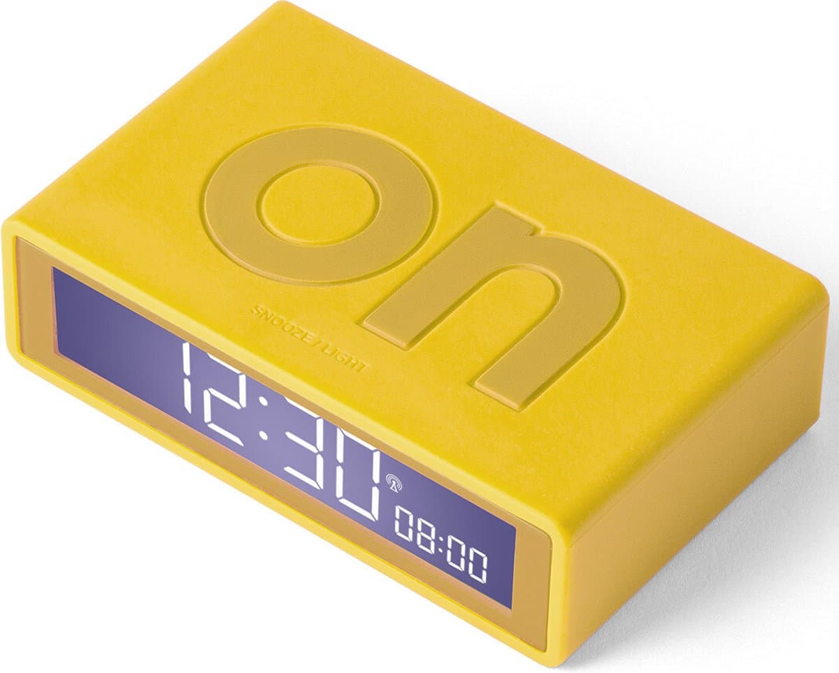 Lexon Flip Classic - digitale omkeerbare wekker ON OFF - geel