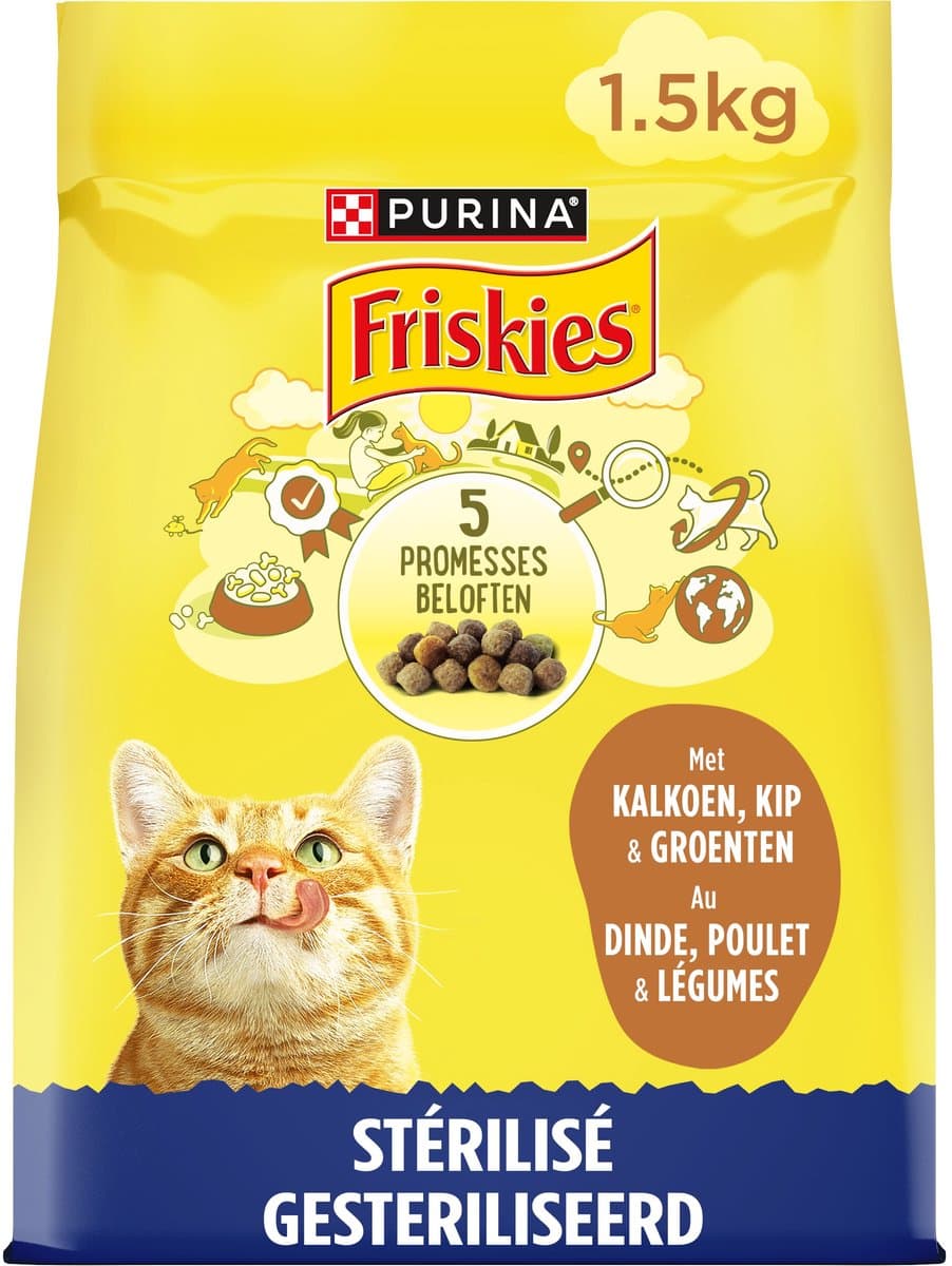 Friskies droogvoer voor katten - kalkoen & kip - voor gesteriliseerde katten -1500g