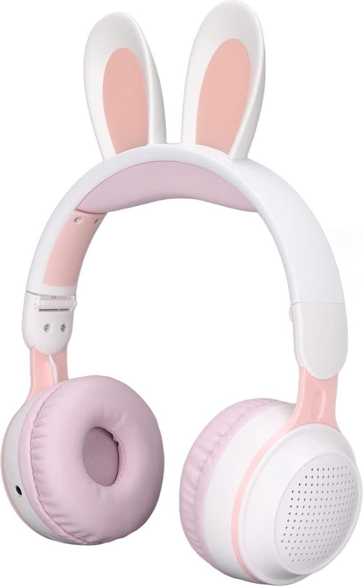 Opvouwbare Bluetooth 5.0-koptelefoon met Microfoon Schattige Konijnenoor Draadloze Over-ear-koptelefoon - Groene Kinderen Tieners - 12 Uur Luistertijd - TF/Aux Ingebouwd - 7 (wit roze) .