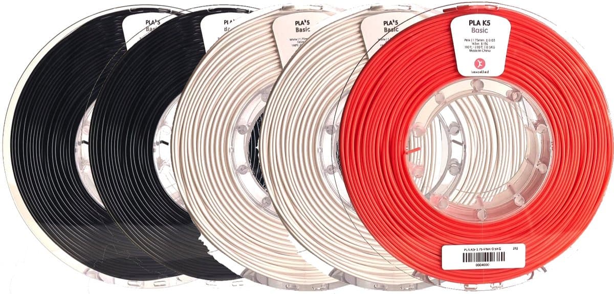 Kexcelled PLA Combideal 5 x 500g = 2,5kg (2 x Zwart, 2 x Wit & 1 x Roze) 3D Printer filament