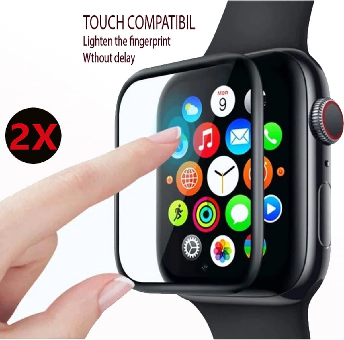Screen protector geschikt voor Apple Watch Series 1/2/3 42mm Volledige Scherm Bescherming HD Series 1/2/3 42mm - 2-Pakken