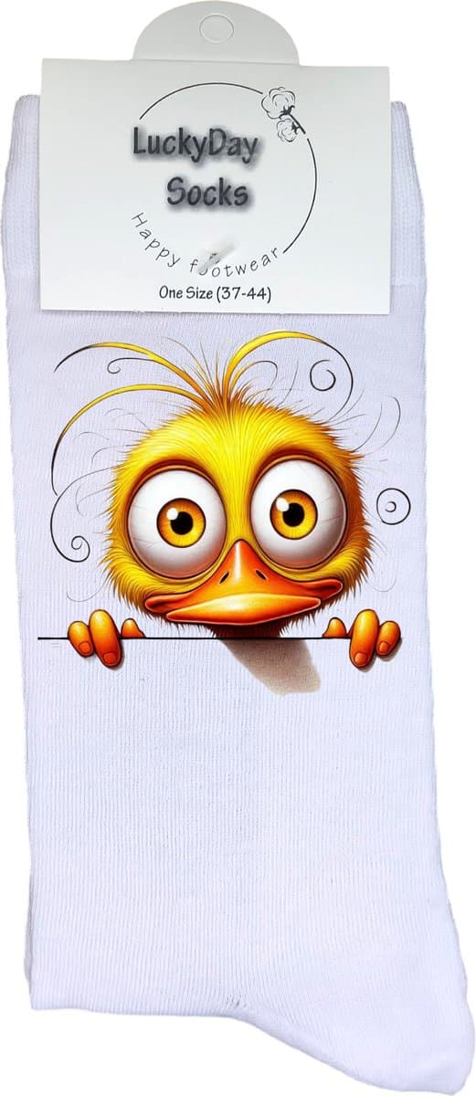 Eendje - Opkikker - Grappige sokken - Valentijn cadeau - Verjaardag cadeau - Sint cadeau - Leuke sokken - Vrolijke sokken - Angst - Verbaasd - Verstoppetje - Cadeautje - Grappig cadeau - Kerstcadeau - Vaderdag - Moederdag - Socks maken Happy - 37-44
