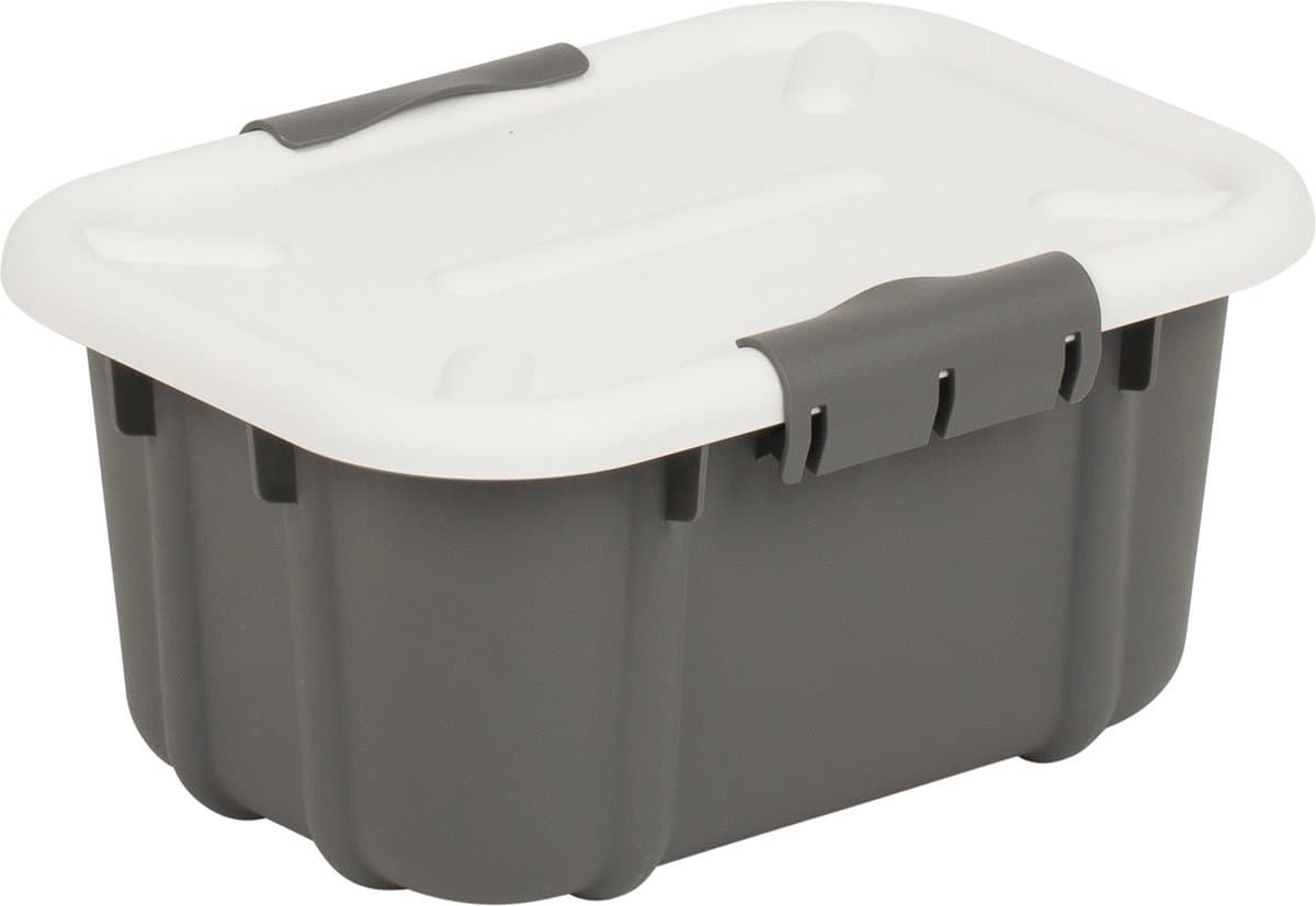 BranQ Velur - Opslagcontainer met deksel 3.6L - Opberger - donkergrijs