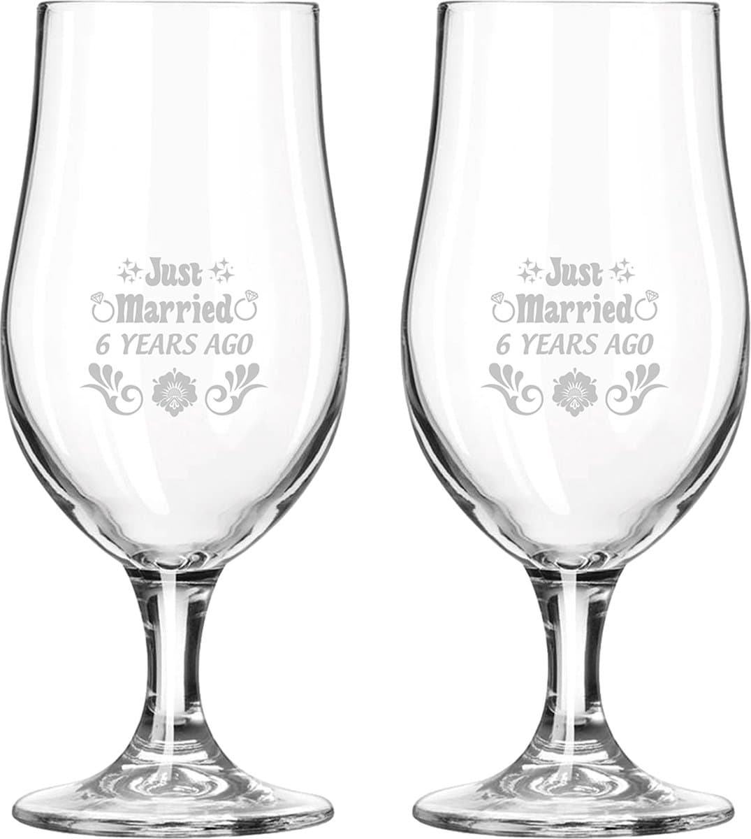 Gegraveerde set Bierglazen op voet 49cl Just Married 6 years ago