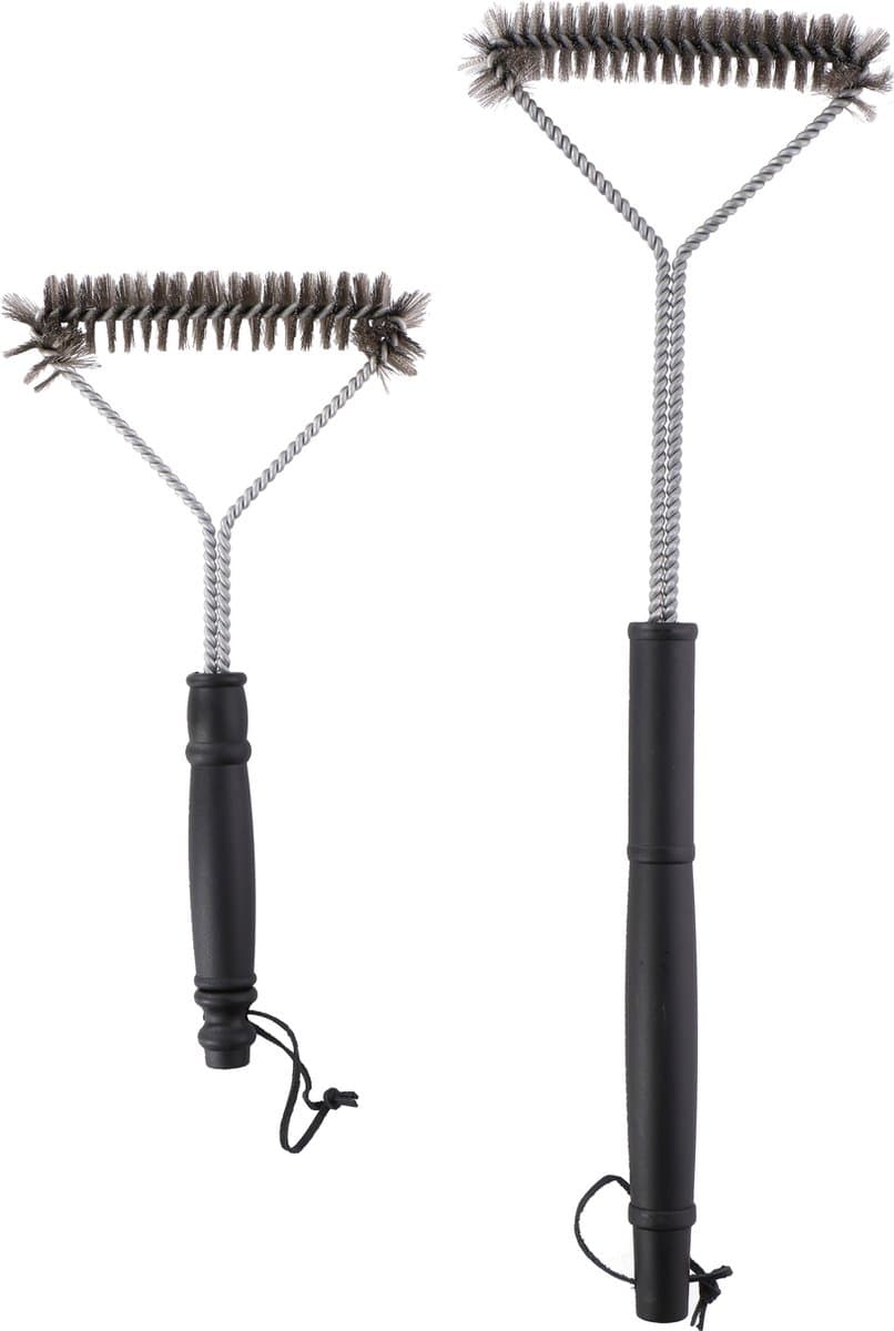 Set van 2x barbecue grill schoonmaakborstels RVS - 2-delig - BBQ schoonmaak accessoires