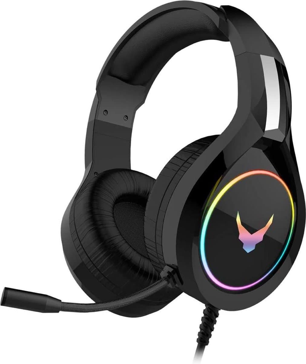 Omega VH6060B Headset - Verstelbare Hoofdband - 3,5mm-connector - incl microfoon - RGB Backlight - Zwart, Metallic