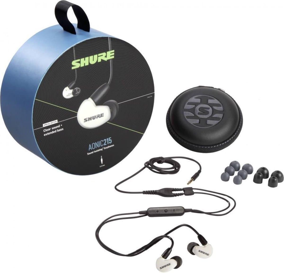 Shure AONIC 215 Headset In-ear 3,5mm-connector Doorschijnend, Wit
