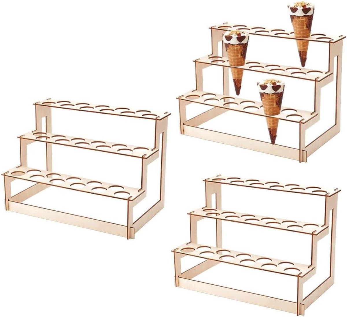 TTGoods - Ijshoornhouders en Kegeledisplayhouder met 33 Gaten voor Sushi, Cupcakes en Meer