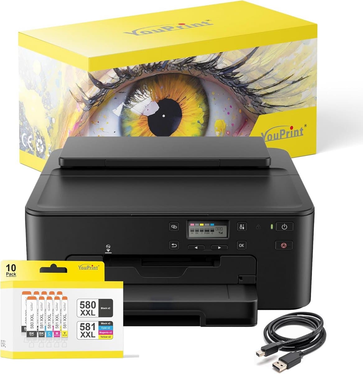 Inktjetprinter Bundel met 10 XXL Compatibele Cartridges voor Kleur & Zwart-Wit Printen