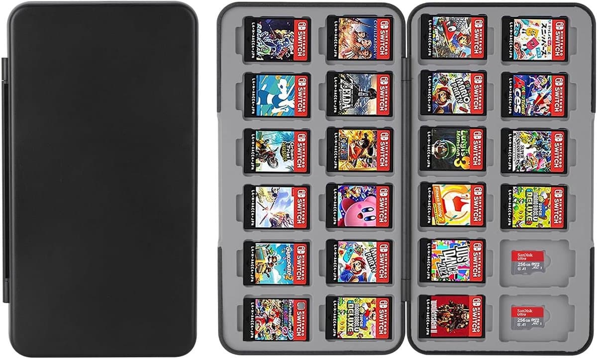 Sander Shop Switch-gamekaarthoesje, voor Nintendo Switch-game, met 24 cassettesleuven, draagbare gamekaarthouder en opbergruimte
