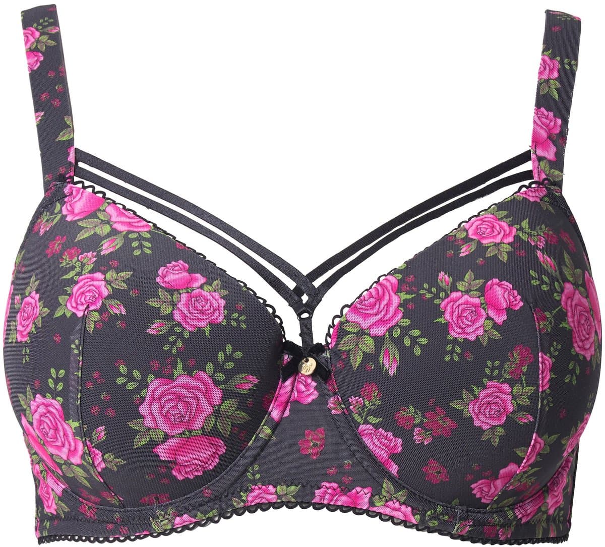 TruYou - Dames - TruYou beugelbeha zachte cups rozen sierlinten - Zwart - Maat 95C