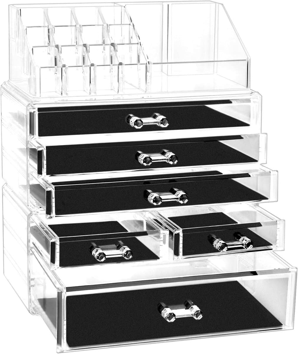 Allecta - Transparante make-up organizer met 6 lades - Cosmetica opberger met acryl - Praktische make-up opslag