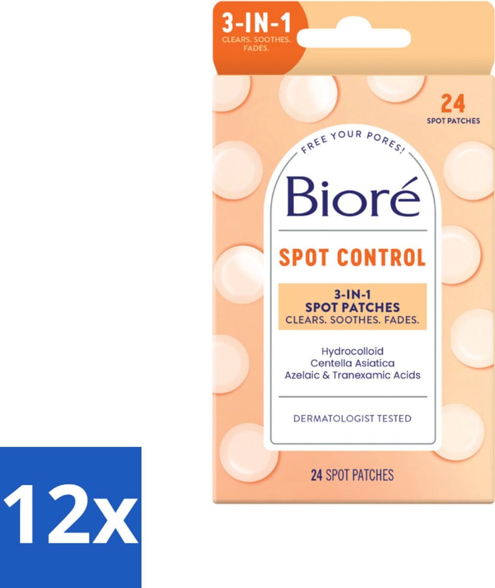 Bioré – Spot Control 3-in-1 Patches – Puistjespatches – 24 patches - Voordeelverpakking - 12 stuks
