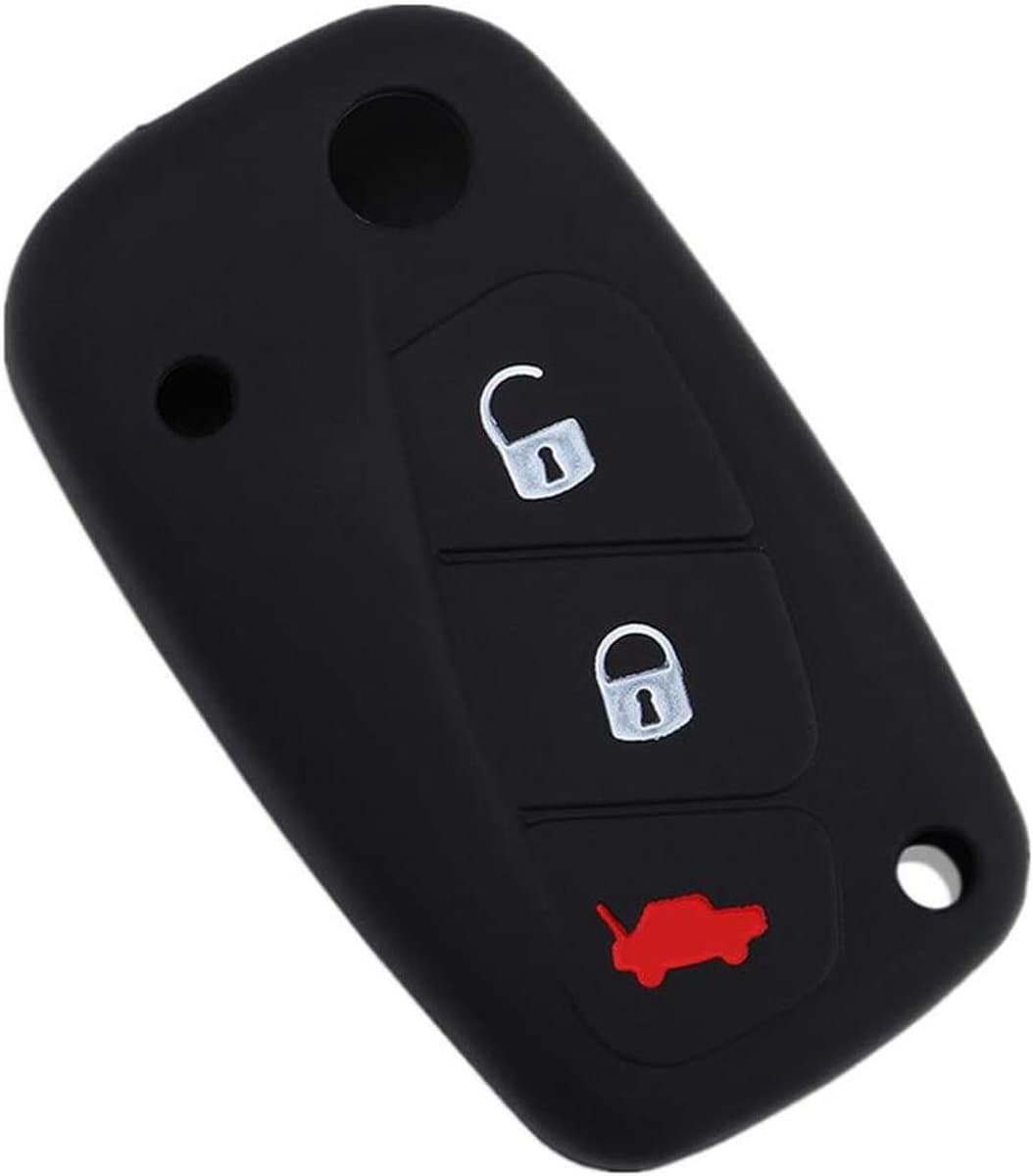 Cosensi - Siliconen autosleutel beschermhoes voor Fiat Panda Stilo Punto Doblo Grande Bravo 500 Ducato Minibus 3 Knoppen Zwart AUTO ACCESSOIRES BESCHERMHOES SILICONEN AUTO SLEUTELHOES