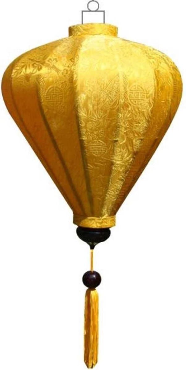 Gele zijden Vietnamese lampion lamp ballon - B-YE-62-S