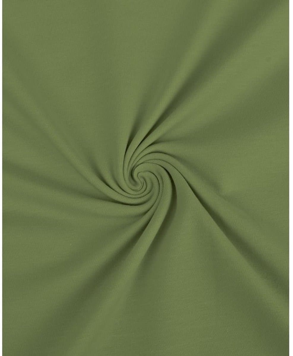 Tricot Stof Uni Mos Groen – 95% Katoen – 5% Elasthaan – 220 g/m² – 150 cm Breed – Oeko-Tex – Jersey Stof