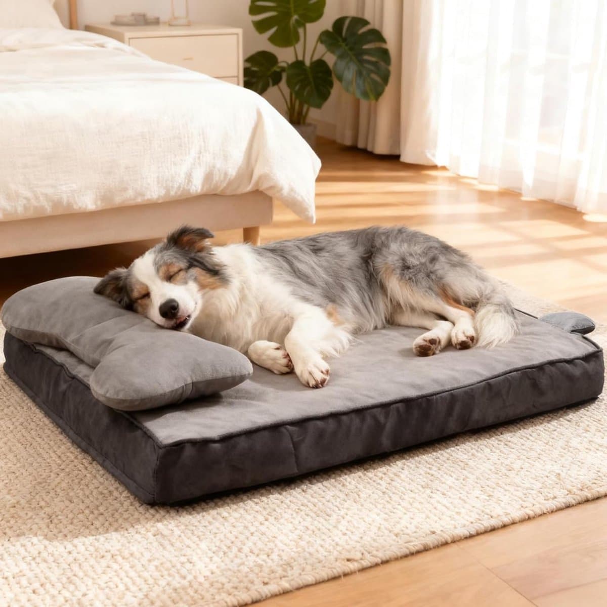KIRA® Hondenbed - Hondenmand - Hondenbank - Hondensofa - Grijs - 89cm x 56cm x 20cm