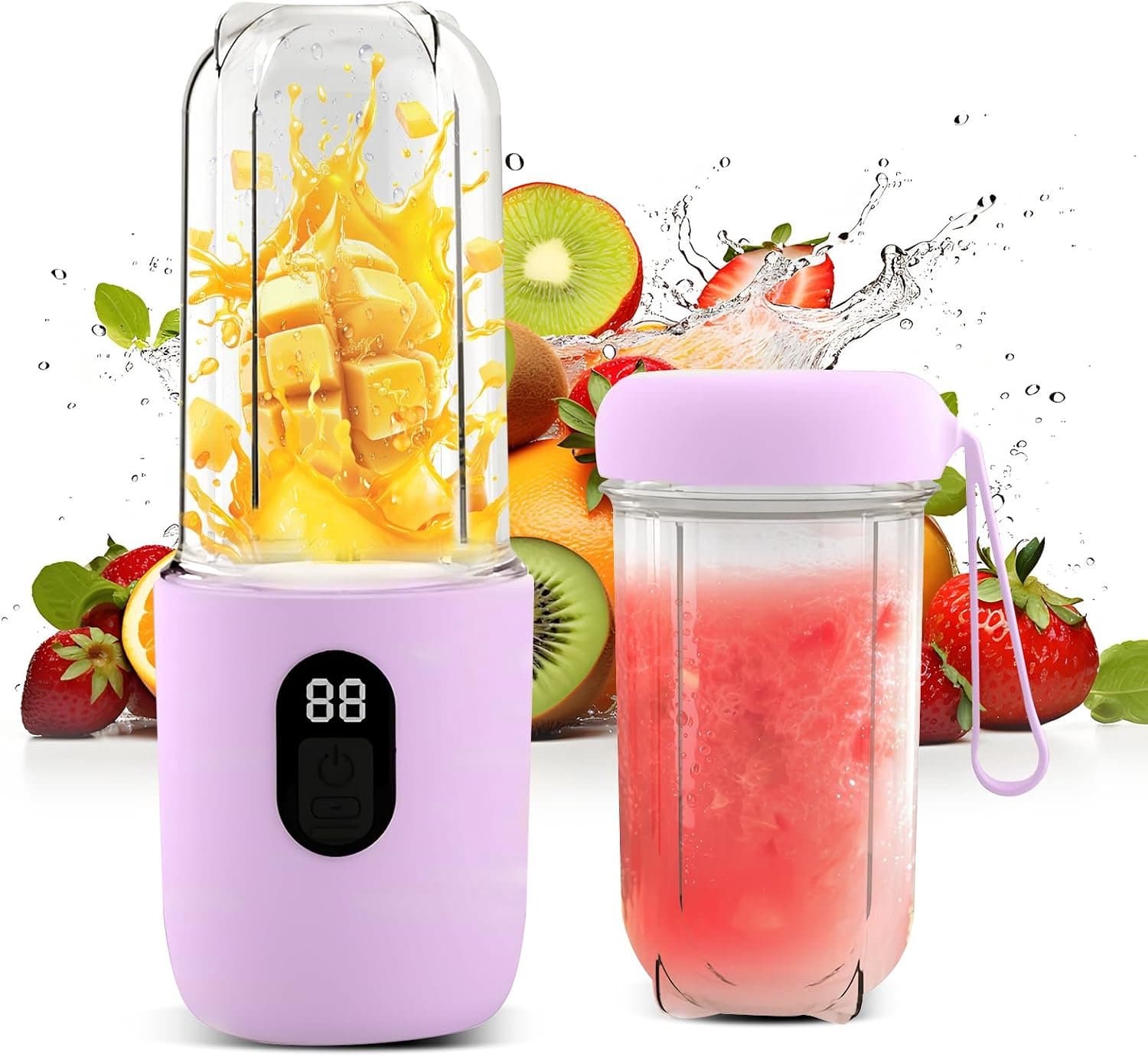 QEVA Elektrische Citruspers - Citruspers - Sinaasappelpers - Paars - 9cm x 9cm x 28cm