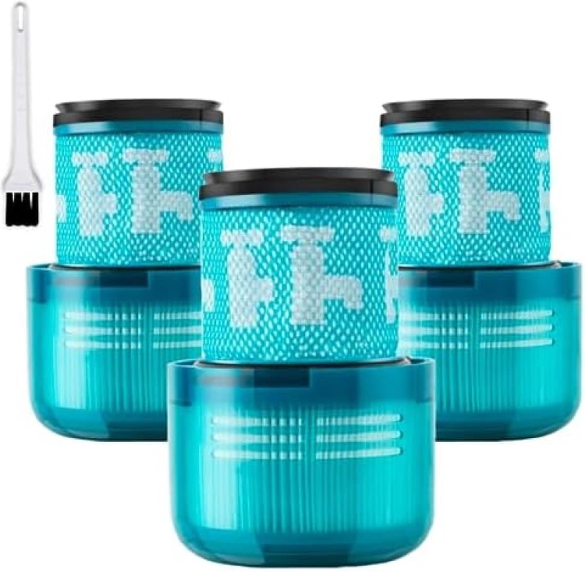 3 stuks filters voor stofzuigers, vervangingsfilter met reinigingsborstel