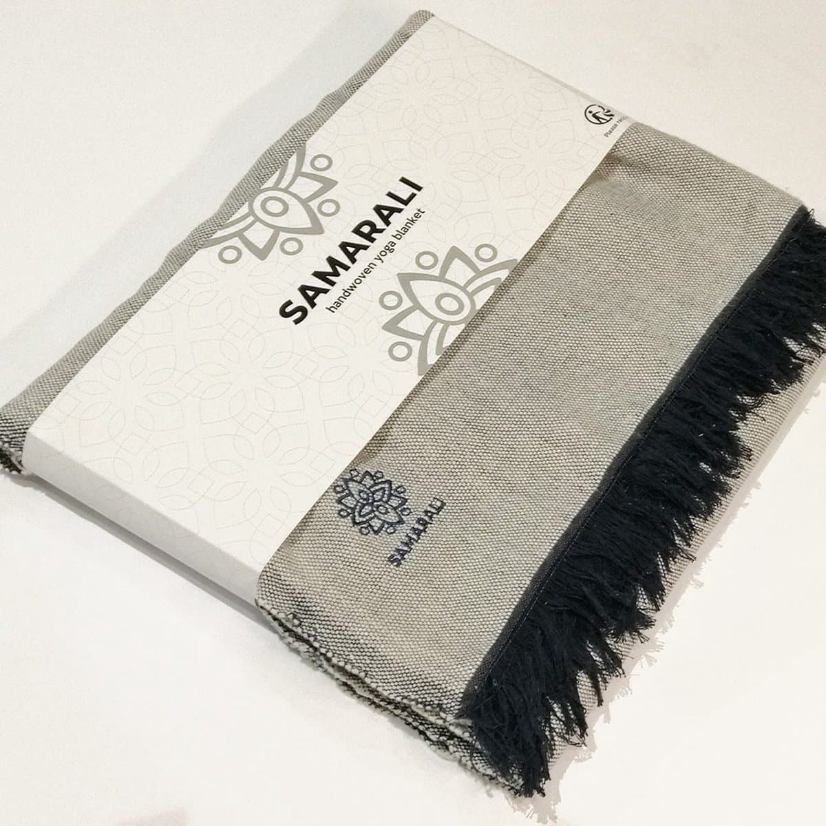 Samarali Yoga Deken Chambray Zwart- 100% Biologisch katoen - 200x150 cm - Handgemaakte meditatiedeken - Comfort en veelzijdigheid
