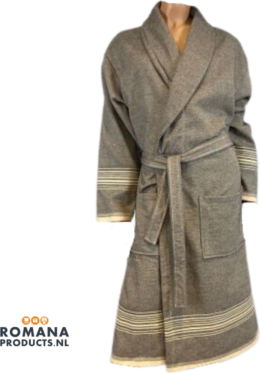 Romana Products Sula - Badjas Unisex - Kamerjas - Ochtendjas - Antraciet - Maat L - Comfortabele Lounge Wear