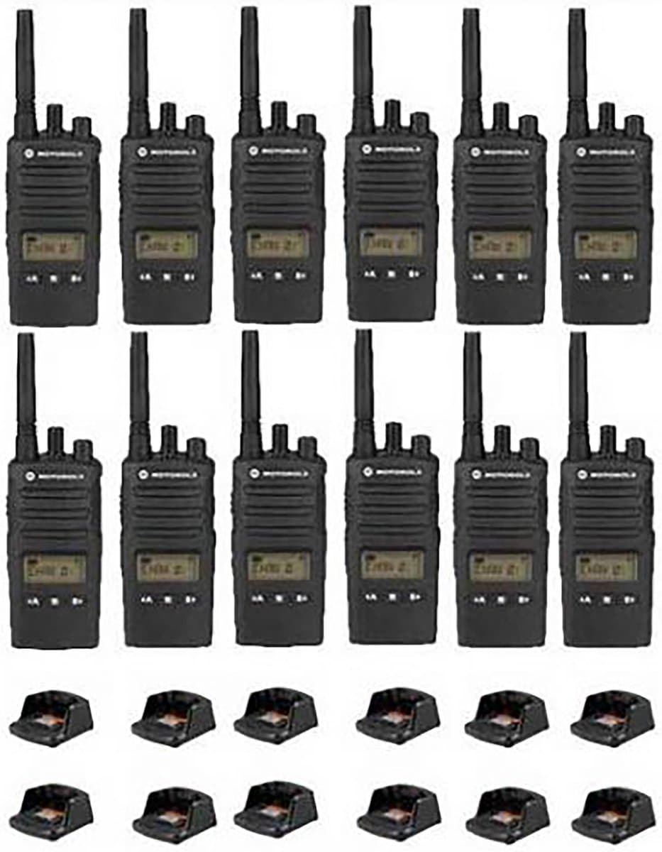 Set van 12 Motorola XT460 IP55 PMR446 Portofoon met tafellader