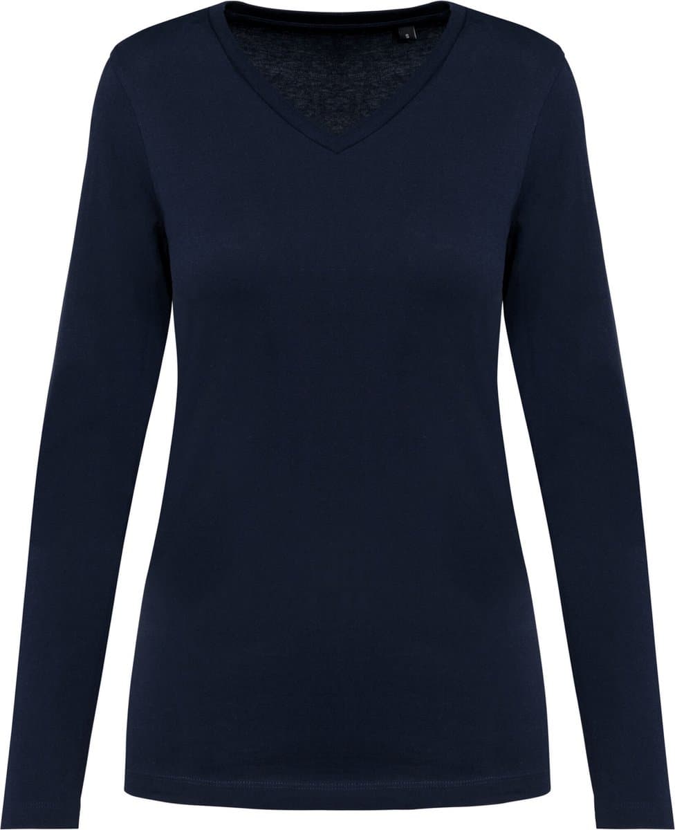 Kariban Premium Supima® dames-T-shirt V-hals lange mouwen PK307 - Deep Navy - M