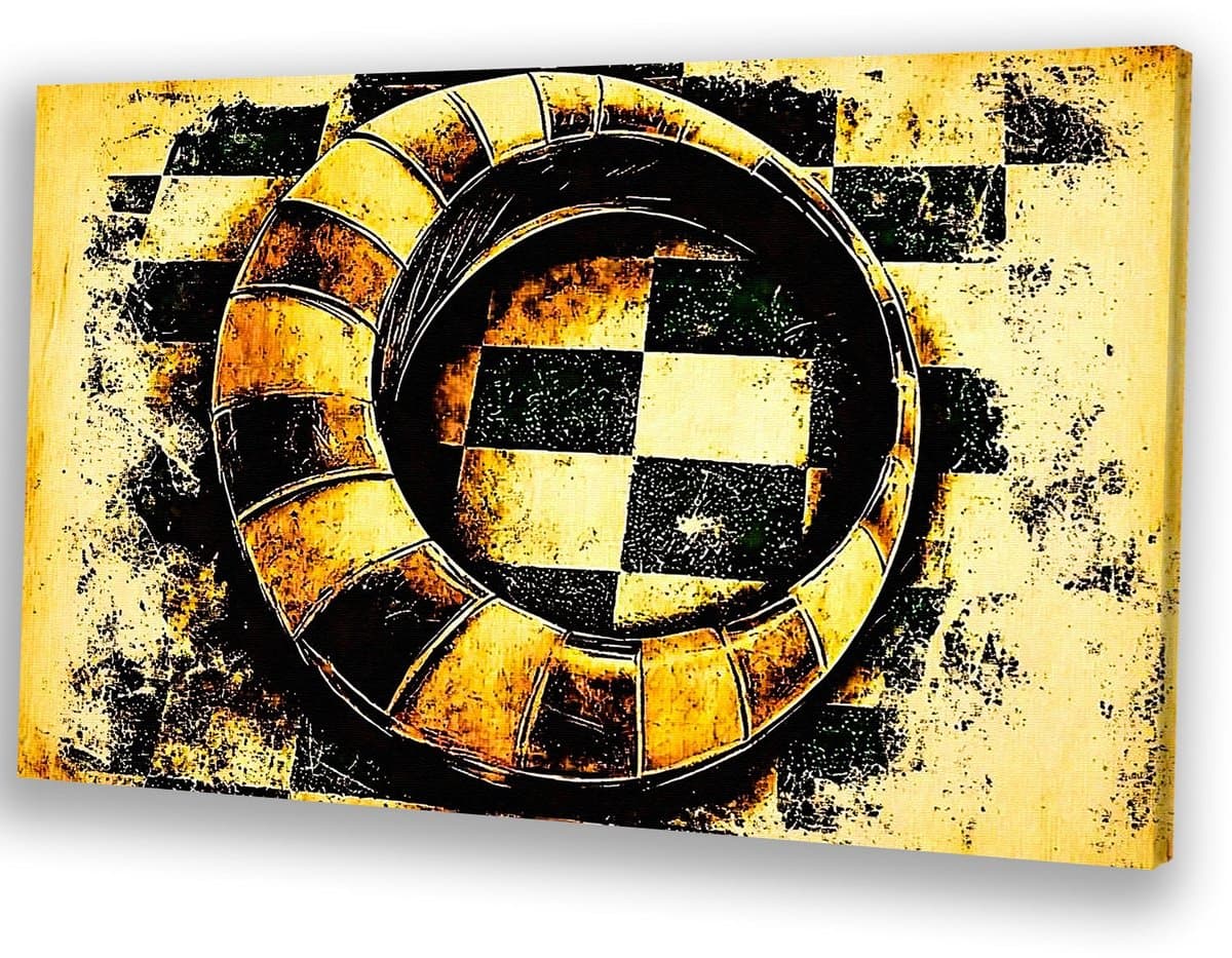 Vintage cirkel met patroon - Cirkel schilderijen canvas - Muurdecoratie canvas ring - Street Art - Kunstobject - Decoratie woonkamer - canvas 45x30 cm