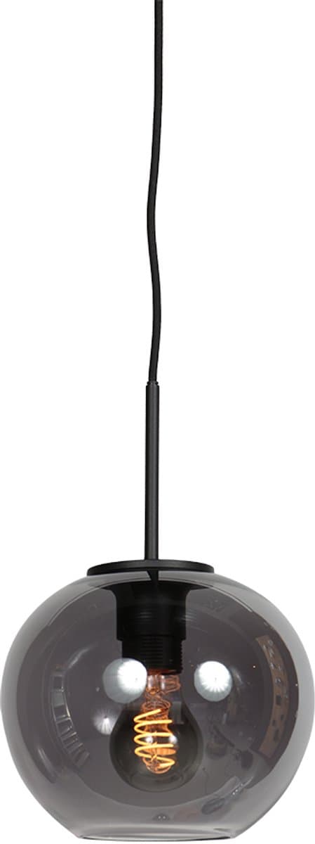 Sferio 4292ZW – Zwarte hanglamp Ø20 cm van smoke glas en metaal, trendy ontwerp, geschikt voor binnen - Mexlite