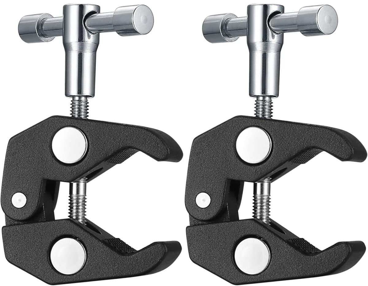 Camera Super Clamp - Statiefklem met kogelkop - Magic Arm Clamp - met 1/4 en 3/8 schroefdraadklem - voor flitser, statief, LCD/DV-monitor, LED-lamp - 2-pack