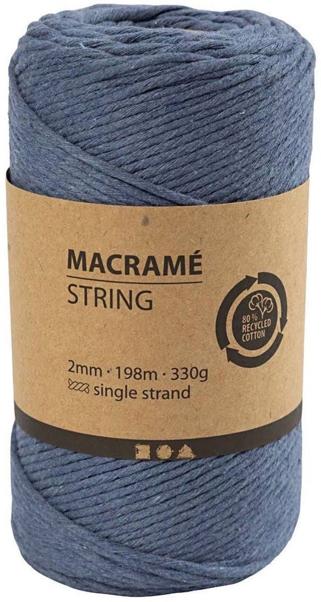 Creativ Company Macramékoord 2 mm 198 m Blauw