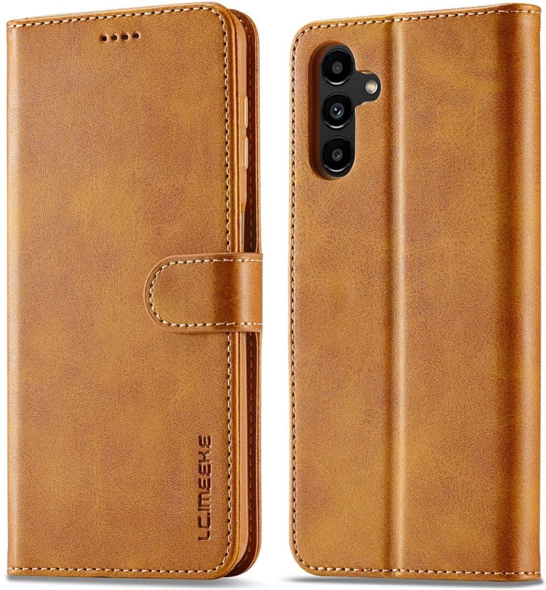 LC.IMEEKE Hoesje - Geschikt voor Samsung Galaxy A34 Hoesje - LC.IMEEKE Luxe Book Case - Bruin