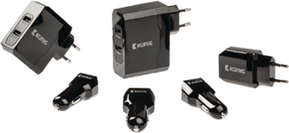 König Autolader 1 x USB 1.2A - Zwart