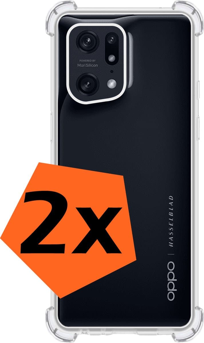 Hoes - 2 Stuks - Geschikt voor OPPO Find X5 Pro - Sterk & Shockproof - Siliconen Case - Back Cover - Telefoon Hoesje Shock Proof - Transparant