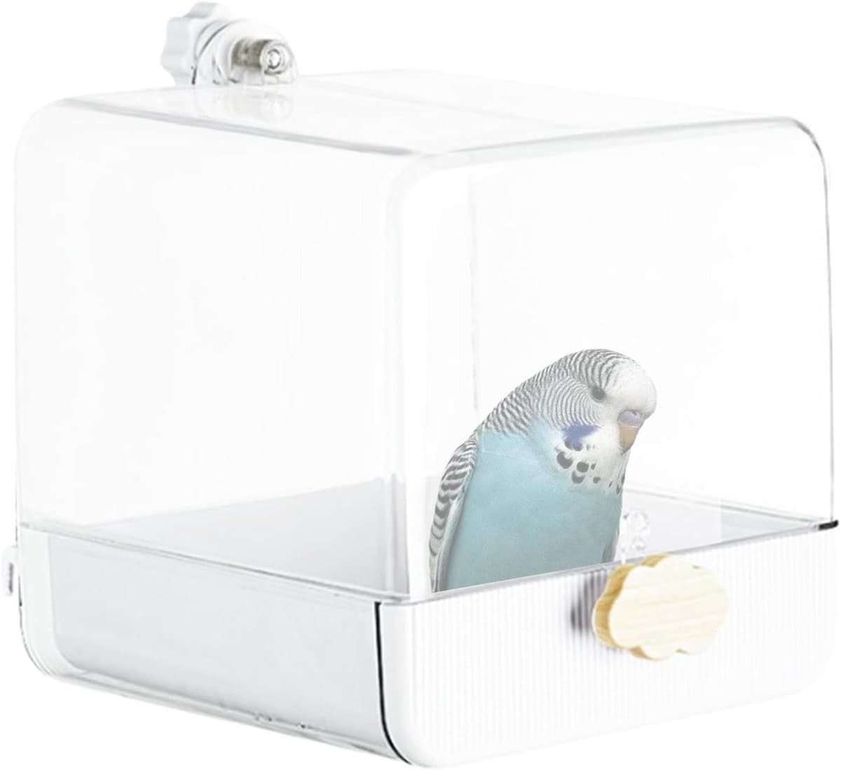 Vogelbad Kooi - Vogel douchebad - Vogels Wassen - Volledig Transparant - 17x17x17cm - Wit