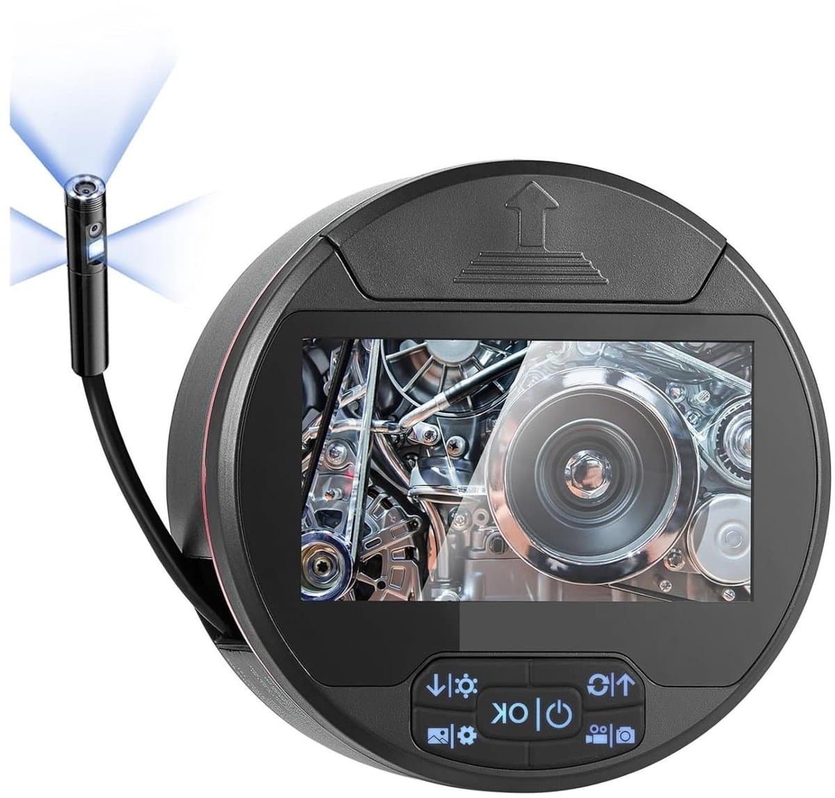 Endoscoopcamera Inspectiecamera - Inspectiecamera met scherm - Moeilijk Bereikbaar Inspecteren - Drie Lenzen IPS Scherm - 43 Inch Scherm - Zwart