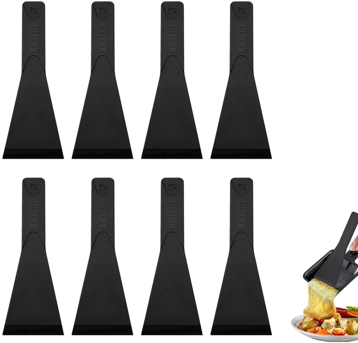 Dailygoods- Raclette-spatel 8-delig - Keukengereedschap - Hittebestendig tot 220 °C - Voedselveilig - Vaatwasmachinebestendig - Elegant design - Keukengerei
